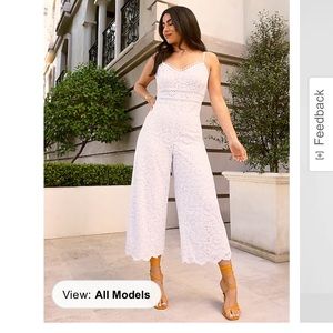 Express Lace eyelet v neck jumpsuit